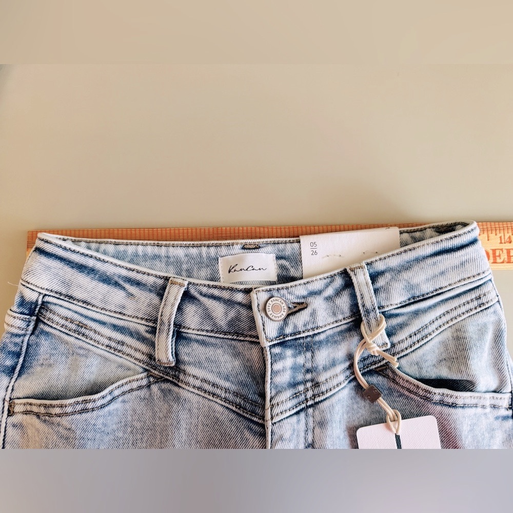 KanCan High-Rise Acid Wash Flare Jeans - White & Gray - Picture 11 of 12